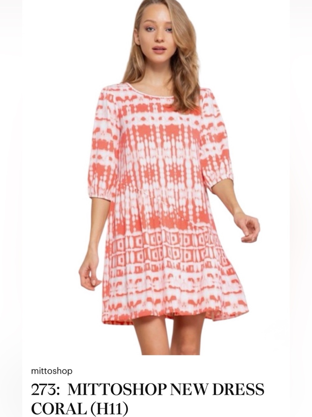 Mittoshop NWOT Women's Coral Tie-Dye Tiered Dress size Medium